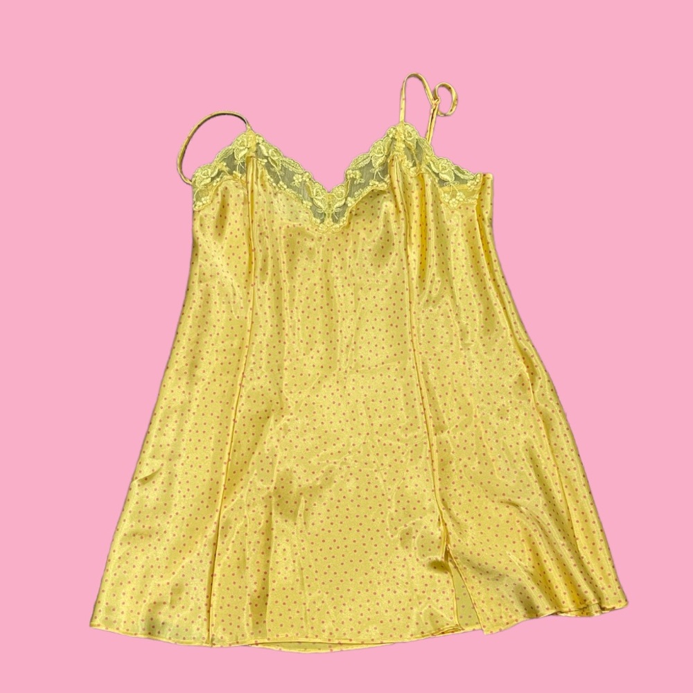 1999 Victoria’s Secret Yellow Lace Slip Dress Babydoll Lingerie